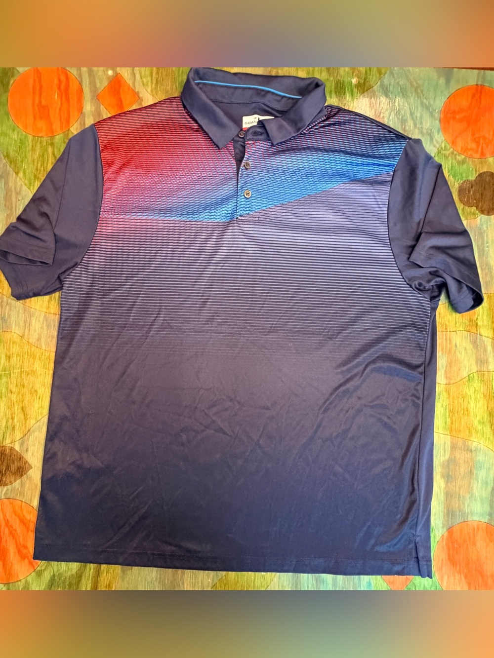 Grand Slam Mens Ble Red Short Sleeve Performance Golf Tennis Polo Shirt XLG Pull